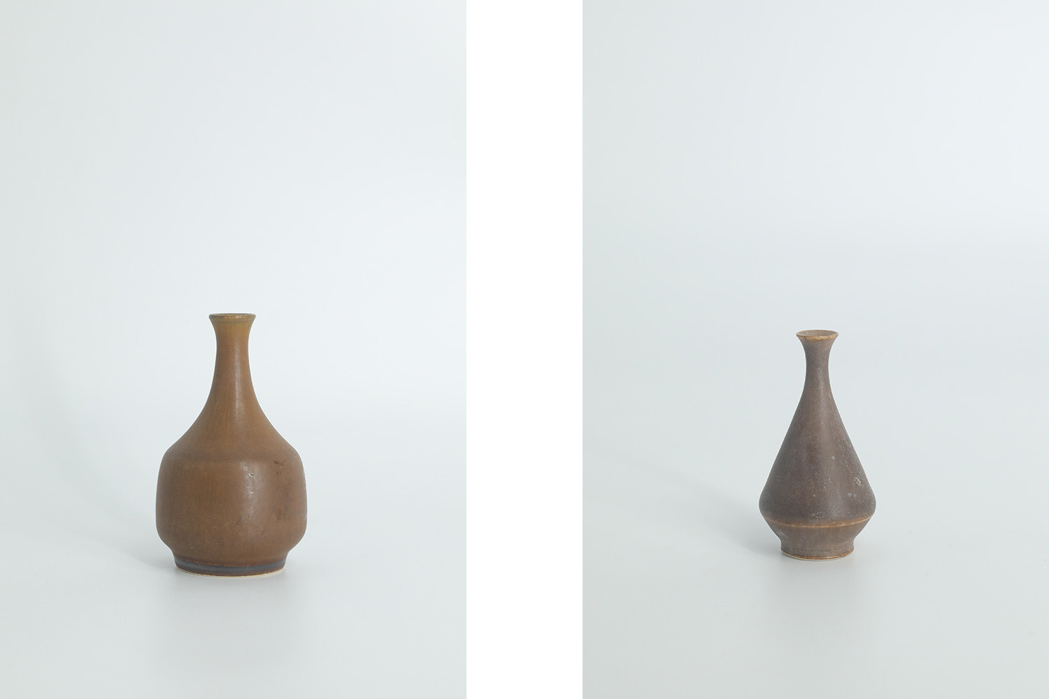 Komplet 4 brązowych wazonów ceramicznych, proj. Gunnar Borg dla Höganäs Keramik, Szwecja, lata 60