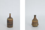 Komplet 3 ziemisto-brązowych wazonów ceramicznych, proj. Gunnar Borg, Höganäs Keramik, Szwecja, lata 60