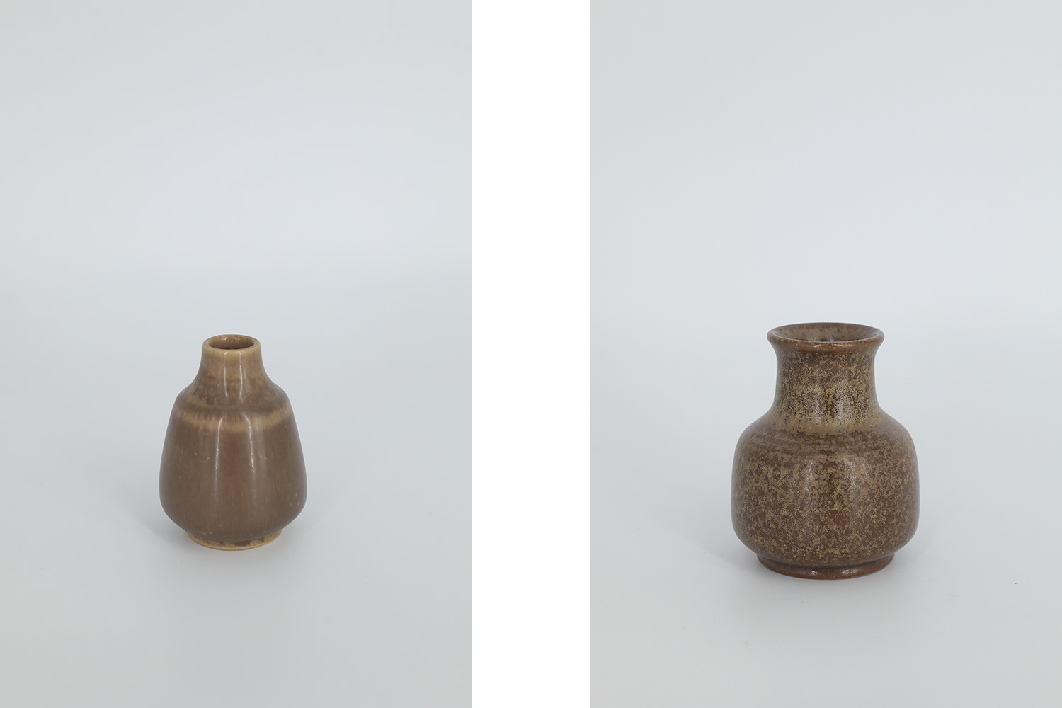Komplet 4 brązowych wazonów ceramicznych, proj. Gunnar Borg, Gunnars Keramik Höganäs, Szwecja, lata 60