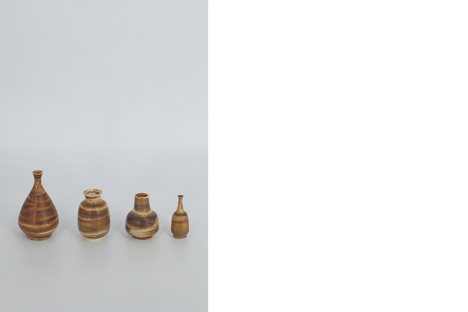 Komplet 4 miodowych wazonów ceramicznych, proj. Gunnar Borg, Höganäs Keramik, Szwecja, lata 60