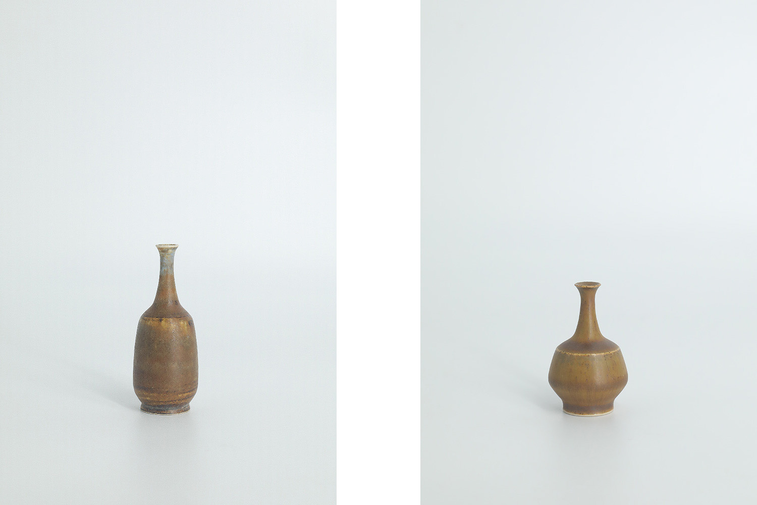 Komplet 4 brązowych wazonów ceramicznych, proj. Gunnar Borg, Höganäs Keramik, Szwecja, lata 60