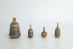 Komplet 4 brązowych wazonów ceramicznych, proj. Gunnar Borg, Höganäs Keramik, Szwecja, lata 60