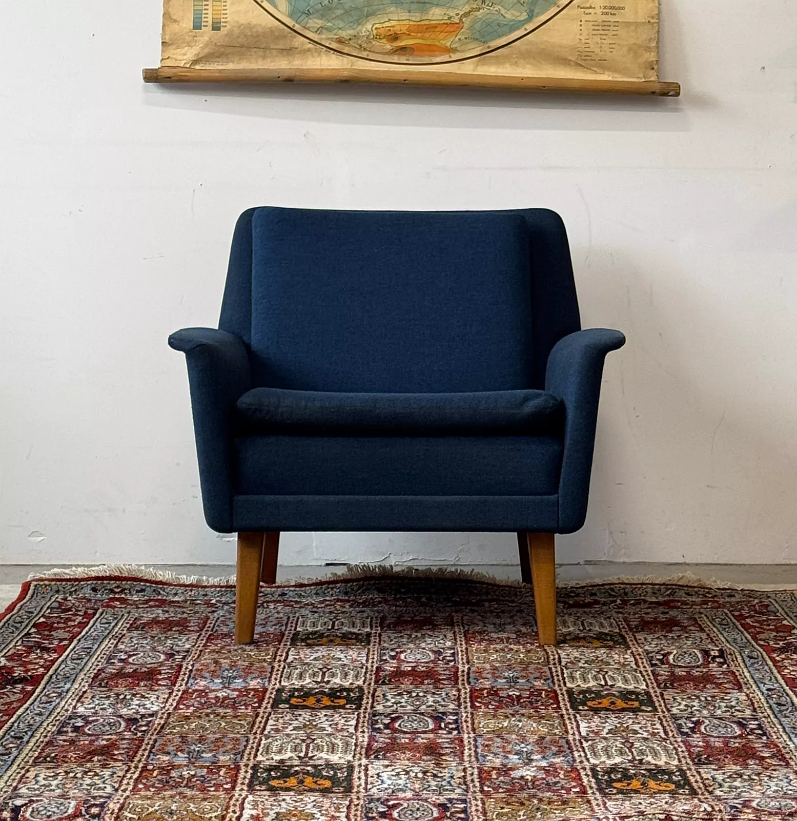 Fotel wełniany, proj. Folke Ohlsson, Dania, lata 50/60