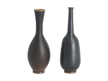 Komplet 2 wenge wazonów ceramicznych, proj. John Andersson, Höganäs Keramik, Szwecja, lata 50