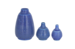 Komplet 3 niebieskich szkliwionych wazonów ceramicznych, proj. Gunnar Borg, Gunnars Keramik Höganäs, Szwecja, lata 60