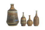 Komplet 4 brązowych wazonów ceramicznych, proj. Gunnar Borg, Höganäs Keramik, Szwecja, lata 60