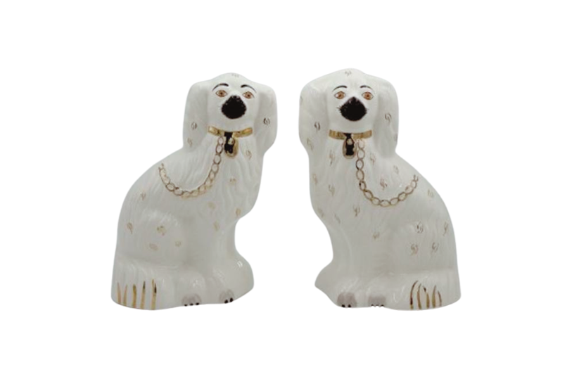 Para ceramicznych figurek Staffordshire Spaniel Mantle Dogs numer 1378 - 4, Beswick England, Anglia, lata 60