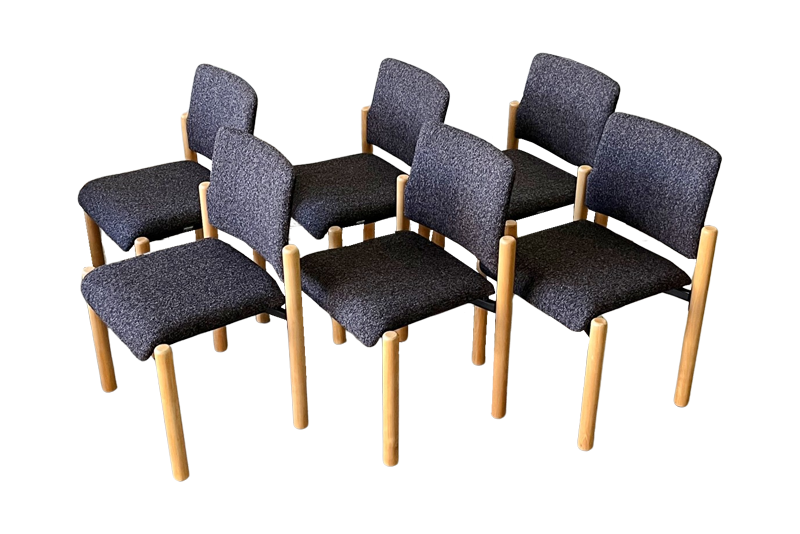 Zestaw 6 tapicerowanych krzeseł, Fröscher Sitform, Niemcy, lata 80