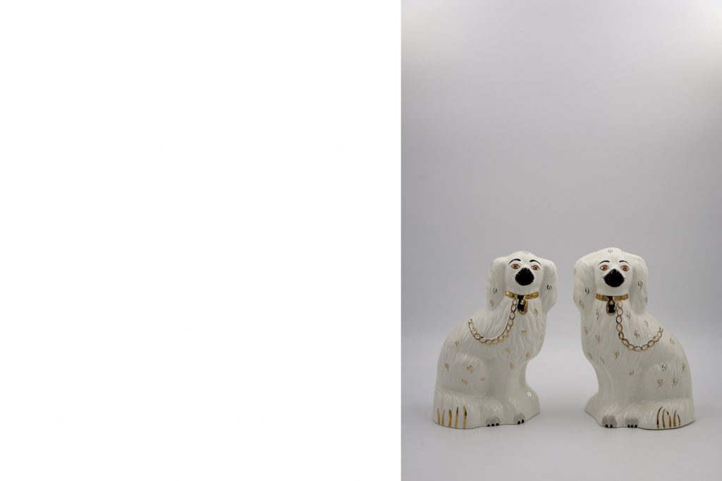 Para ceramicznych figurek Staffordshire Spaniel Mantle Dogs numer 1378 - 4, Beswick England, Anglia, lata 60