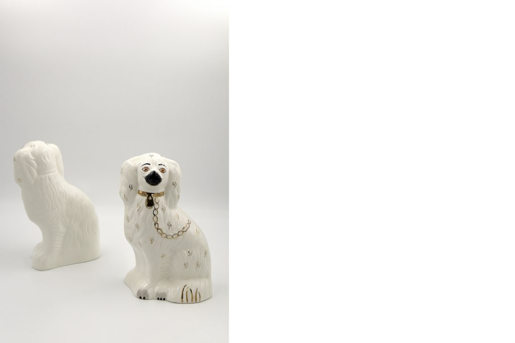 Para ceramicznych figurek Staffordshire Spaniel Mantle Dogs numer 1378 - 4, Beswick England, Anglia, lata 60