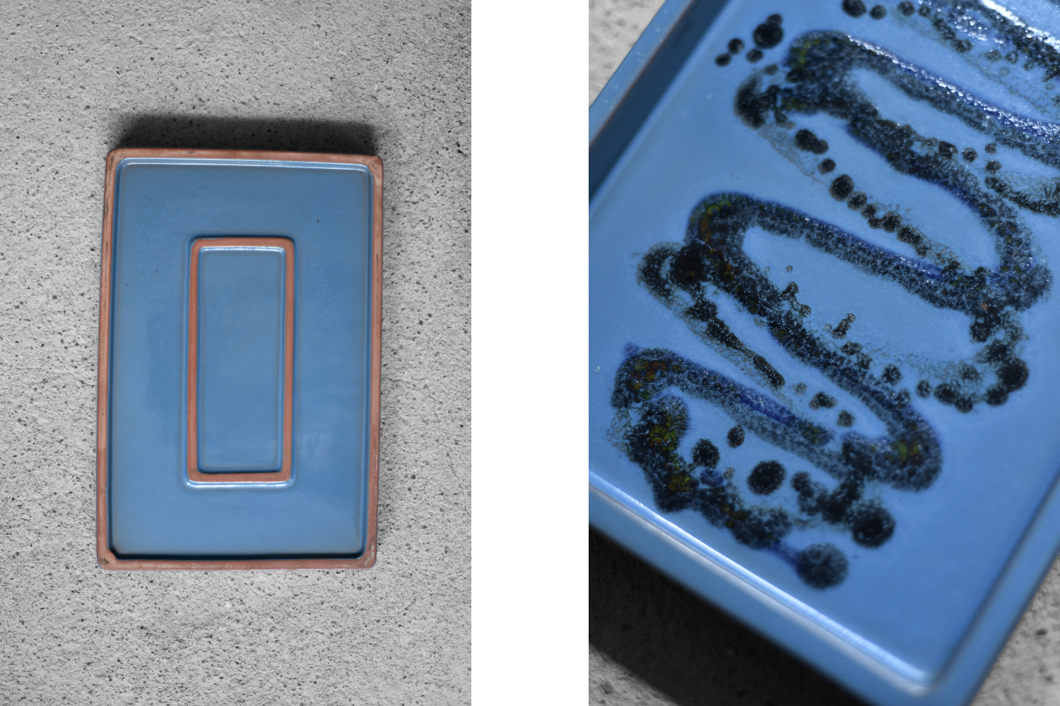 Błękitna taca ceramiczna, Szwecja, lata 60