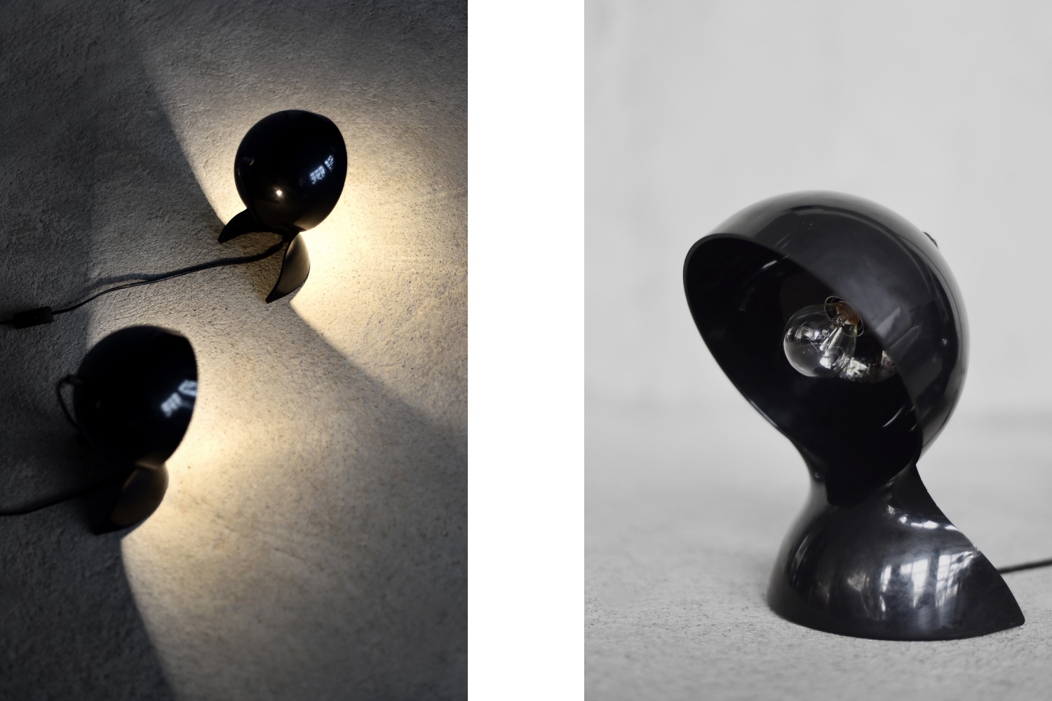 Para czarnych lamp stołowych model Dalù, proj. Vico Magistretti, Artemide, Włochy, lata 60