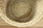 Teak table with drawer and woven basket, Denmark, 1960s