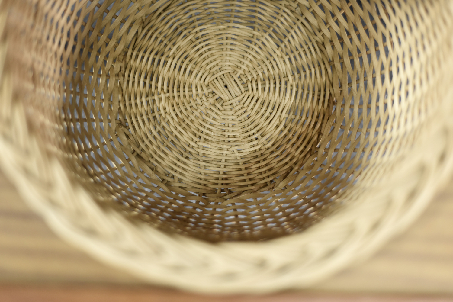 Teak table with drawer and woven basket, Denmark, 1960s