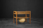 Teak table with drawer and woven basket, Denmark, 1960s