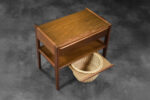 Teak table with drawer and woven basket, Denmark, 1960s