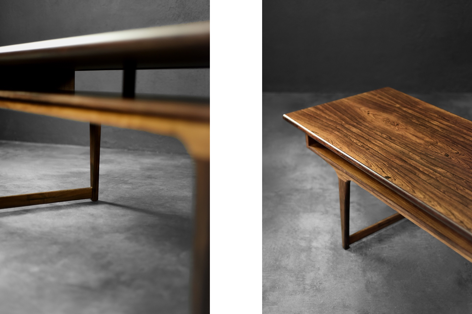 Palisandrowy stolik kawowy z półką, Dania, lata 60