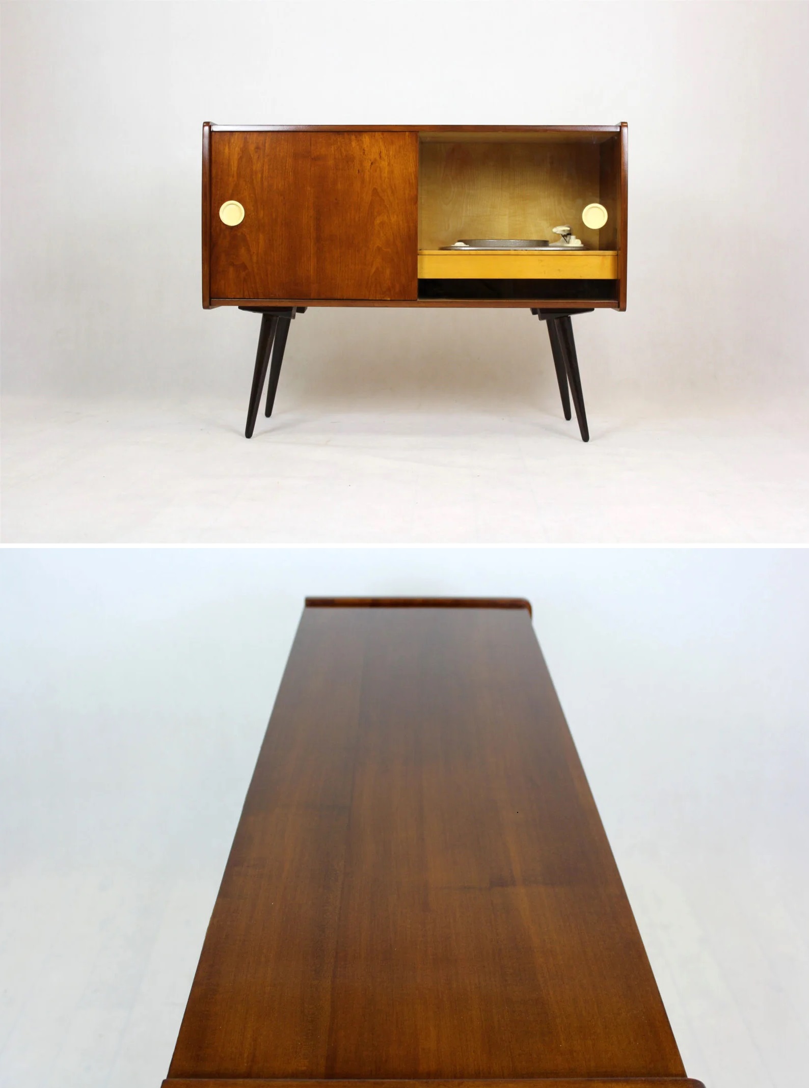 Szafka gramofonowa vintage, Supraphon, Czechosłowacja, lata 50