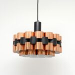 Miedziana lampa proj. Werner Schou dla Coronell Elektro, lata 70
