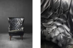 Quilted vintage leather Wing Chair, Denmark, 1960s