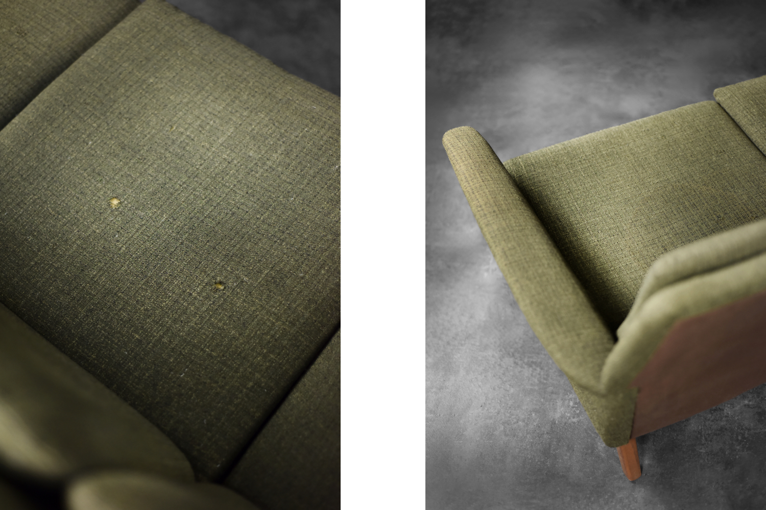 Trzyosobowa zielona sofa, proj. Folke Ohlsson, Fritz Hansen, Dania, lata 60
