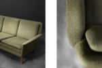 Trzyosobowa zielona sofa, proj. Folke Ohlsson, Fritz Hansen, Dania, lata 60
