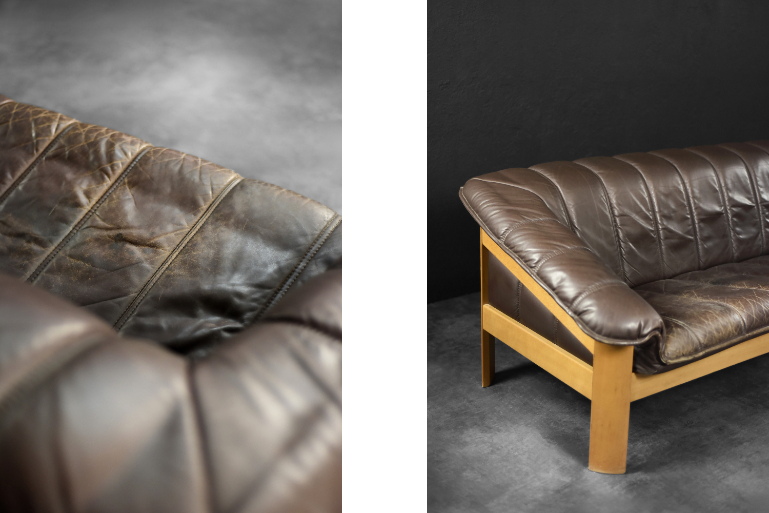 Three-seater vintage leather sofa, Denmark, 1970s