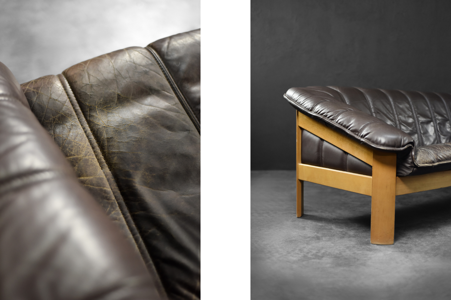 Three-seater vintage leather sofa, Denmark, 1970s