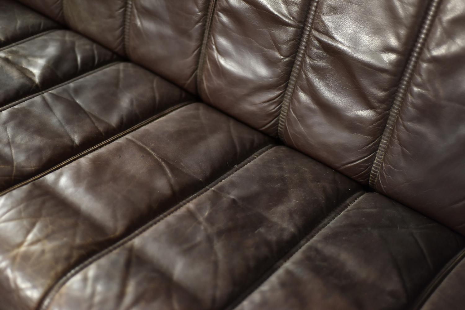 Three-seater vintage leather sofa, Denmark, 1970s