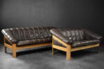 Three-seater vintage leather sofa, Denmark, 1970s