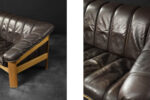 Vintage two-seater leather sofa, Denmark, 1970s