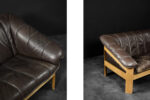 Vintage two-seater leather sofa, Denmark, 1970s