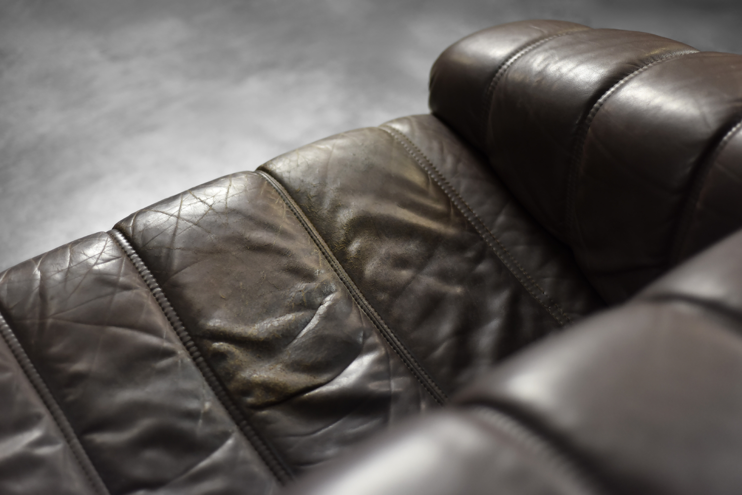 Vintage two-seater leather sofa, Denmark, 1970s