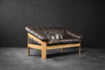 Vintage two-seater leather sofa, Denmark, 1970s