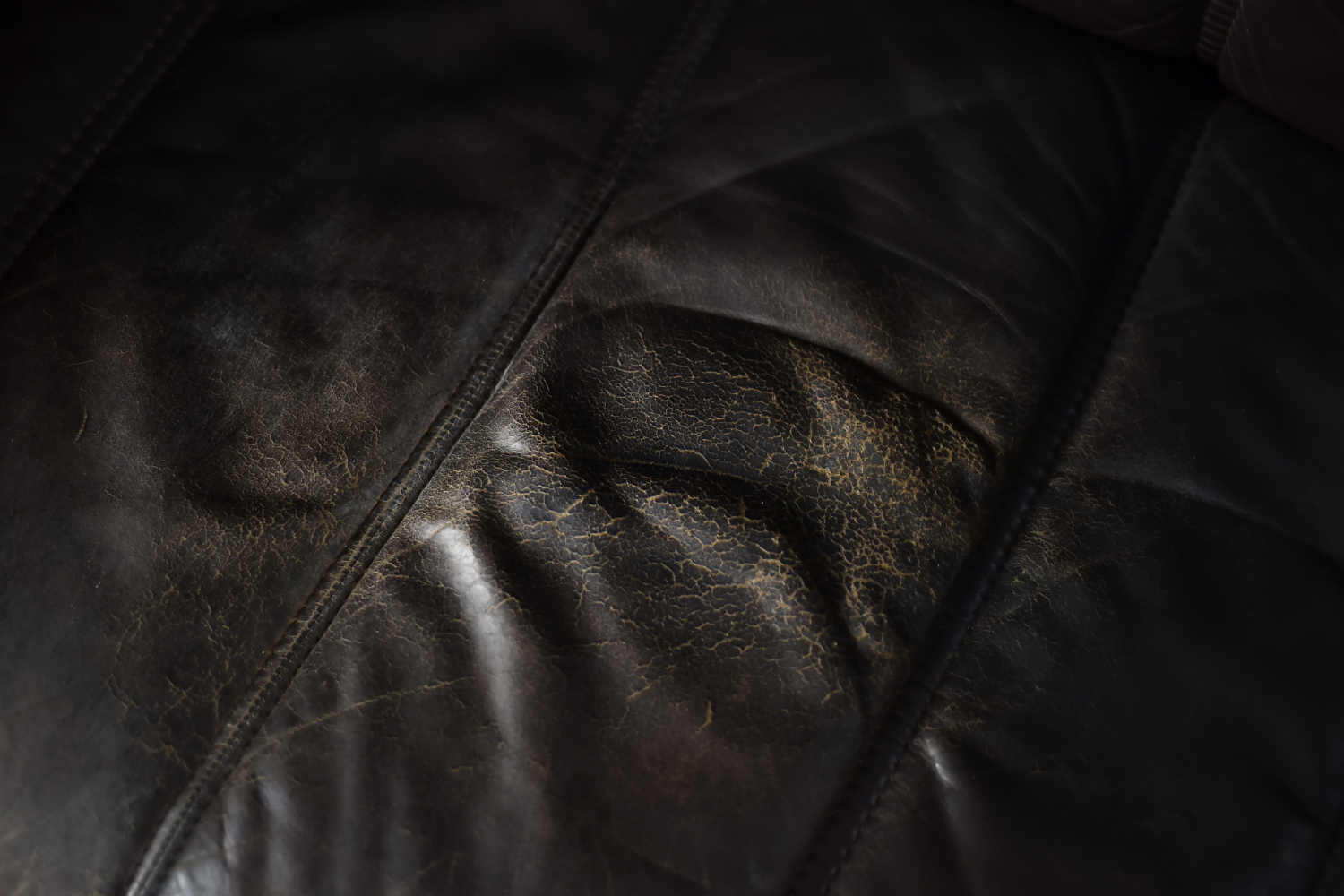 Vintage two-seater leather sofa, Denmark, 1970s