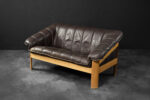 Vintage two-seater leather sofa, Denmark, 1970s