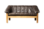 Vintage two-seater leather sofa, Denmark, 1970s