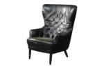Quilted vintage leather Wing Chair, Denmark, 1960s
