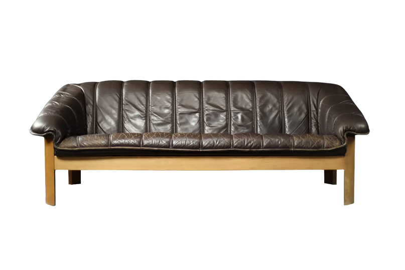 Three-seater vintage leather sofa, Denmark, 1970s