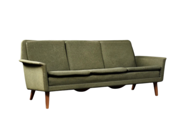 Trzyosobowa zielona sofa, proj. Folke Ohlsson, Fritz Hansen, Dania, lata 60