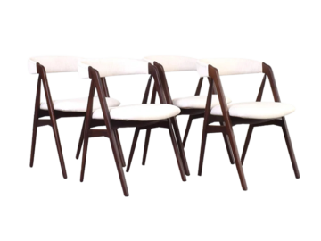 Zestaw 4 tekowych krzeseł proj. Th. Harlev, prod. Farstrup, Dania, lata 60