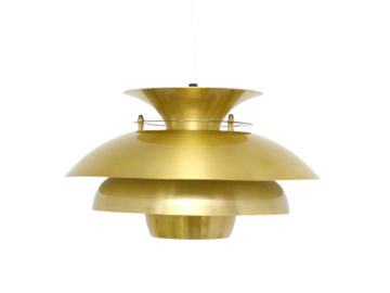 Złota lampa sufitowa, Dania, lata 70