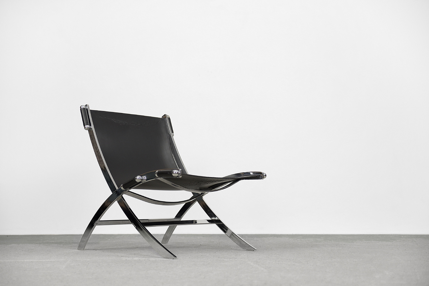 Minimalistyczne krzesło skórzane, Włochy, lata 80