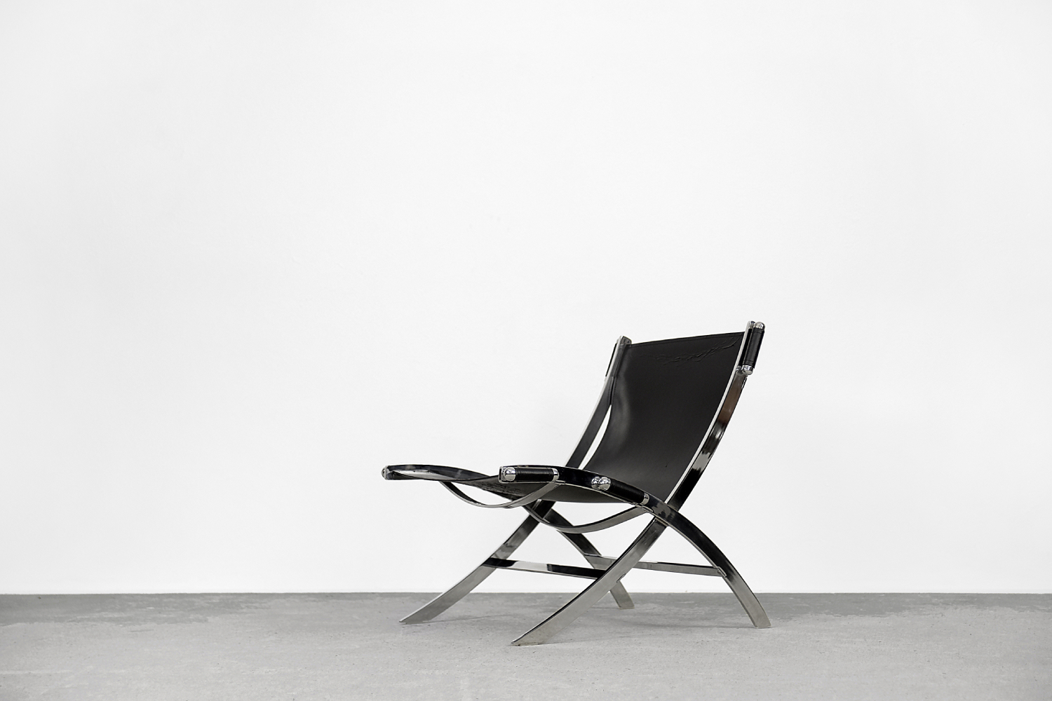 Minimalistyczne krzesło skórzane, Włochy, lata 80