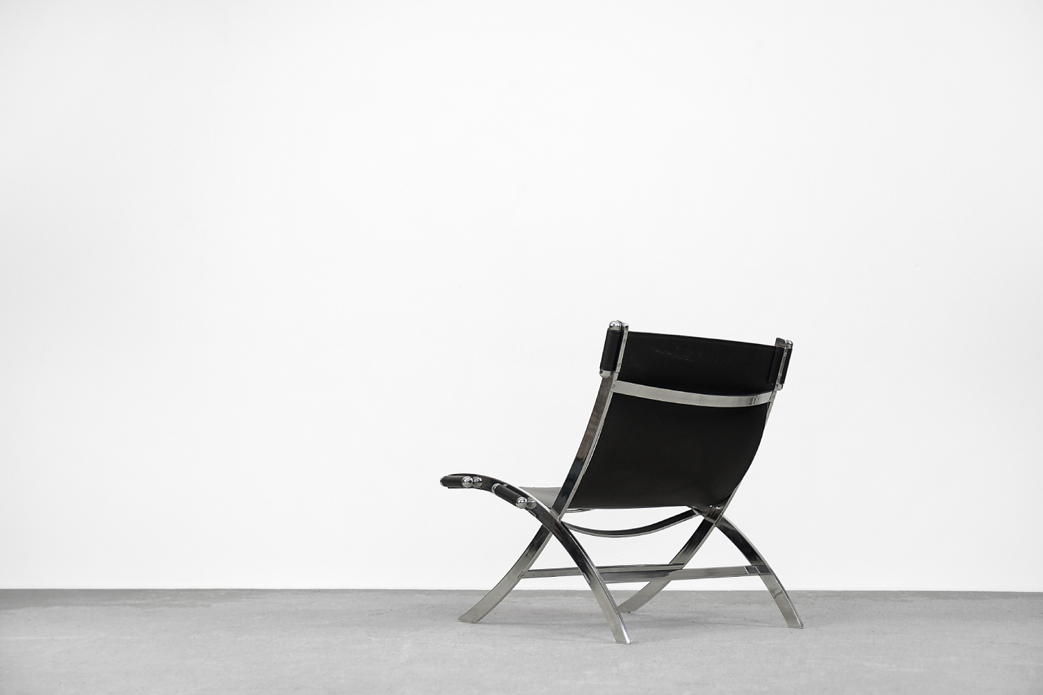 Minimalistyczne krzesło skórzane, Włochy, lata 80
