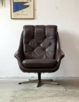 Swivel leather armchair, Denmark, 1960s/70s