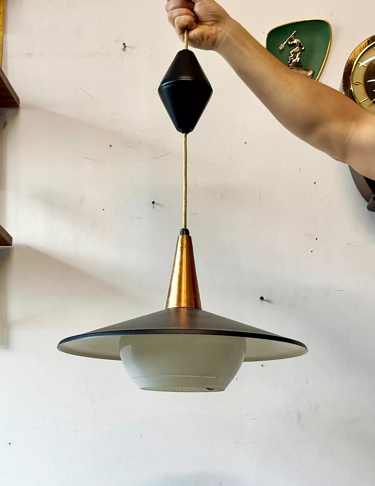 Lampa wisząca z regulacją, Dania, lata 70