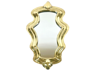 Lustro w ramie z polerowanego mosiądzu, antyk, XIX wiek