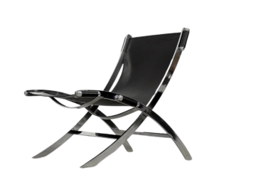 Minimalistyczne krzesło skórzane, Włochy, lata 80