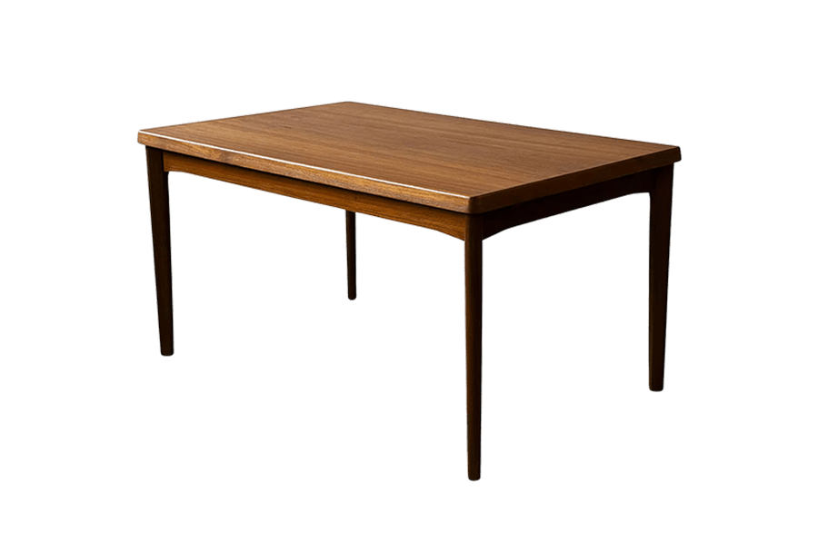 Rozkładany stół tekowy, proj. H. Kjaernulf, Dania, lata 60/70